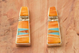 Calvin Begay Genuine Spiny Oyster Shell Sterling Silver Earrings
